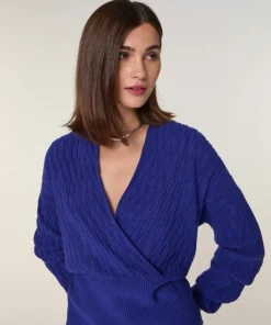 Pull Gisèle 100% Laine Cache-Cœur bleu outremer-Rodier New