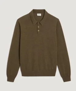 Homme Rodier Pulls^Pull Gérard 100% laine col polo marron écorce