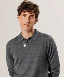 Pull Guillaume 100% laine col polo gris foncé-Rodier