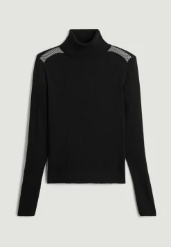 Pull Jeanne-Élise col roulé motifs épaules noir-Rodier Hot