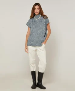 Femme Rodier Pulls^Pull Julie-Annacoll roulé sans manches bleu