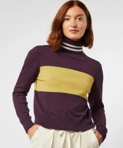 Femme Rodier Pulls^Pull Karla col roulé bicolore violet aubergine