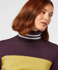 Femme Rodier Pulls^Pull Karla col roulé bicolore violet aubergine
