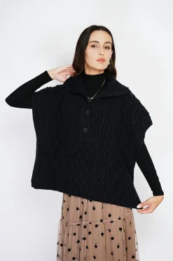 Femme C&Jo Pulls^Pull large à capuche en Cachemire mélangé noir