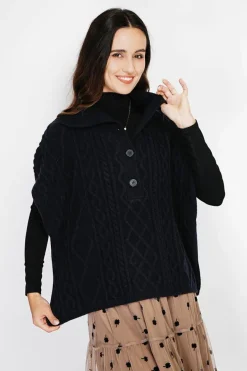Femme C&Jo Pulls^Pull large à capuche en Cachemire mélangé noir