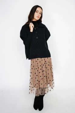 Femme C&Jo Pulls^Pull large à capuche en Cachemire mélangé noir