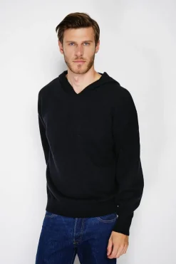 Homme C&Jo Pulls^Pull large à capuche en Cachemire mélangé noir