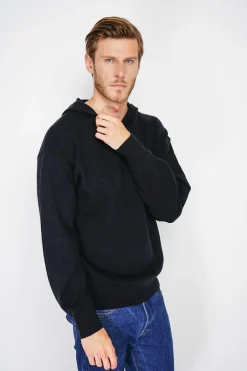 Homme C&Jo Pulls^Pull large à capuche en Cachemire mélangé noir