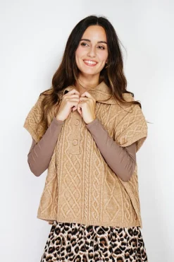Pull large à capuche en Cachemire mélangé camel-C&Jo Online