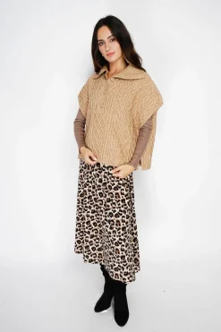 Pull large à capuche en Cachemire mélangé camel-C&Jo Online