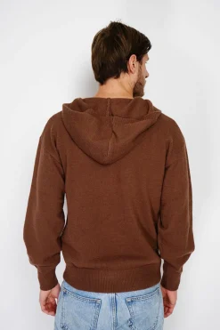 Pull large à capuche en Cachemire mélangé café-C&Jo Clearance