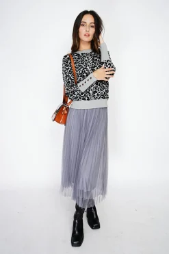 Femme Assuili Pulls^Pull large en Cachemire mélangé col rond léopard noir