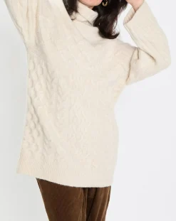 Pull long en Laine mélangée torsades écru-Marc O'Polo Discount