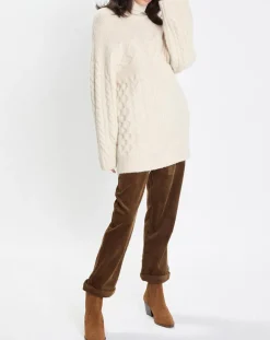 Pull long en Laine mélangée torsades écru-Marc O'Polo Discount