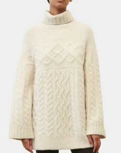 Pull long en Laine mélangée torsades écru-Marc O'Polo Discount