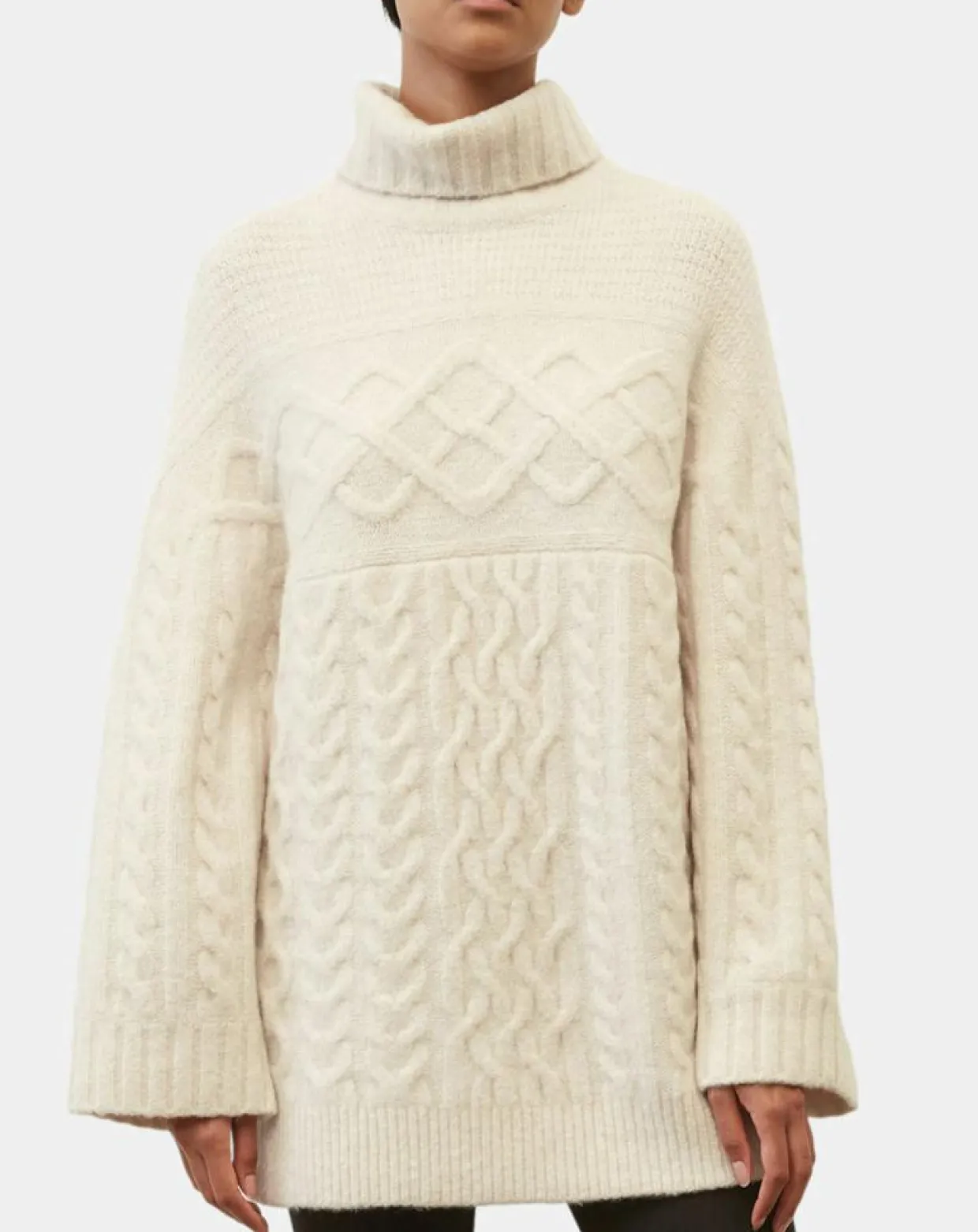 Pull long en Laine mélangée torsades écru-Marc O'Polo Discount