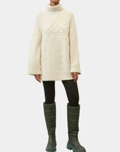 Pull long en Laine mélangée torsades écru-Marc O'Polo Discount