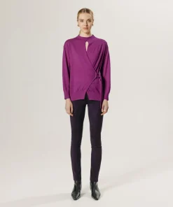 Pull Madeleine 100% laine cache-coeur rose fuchsia-Rodier Online