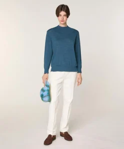 Femme Rodier Pulls^Pull Marie-Angèle 100% laine col montant Cotelé bleu denim