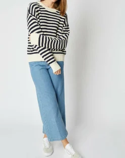 Femme An'ge Pulls^Pull marinière Jeanne en Laine mélangée écru/marine
