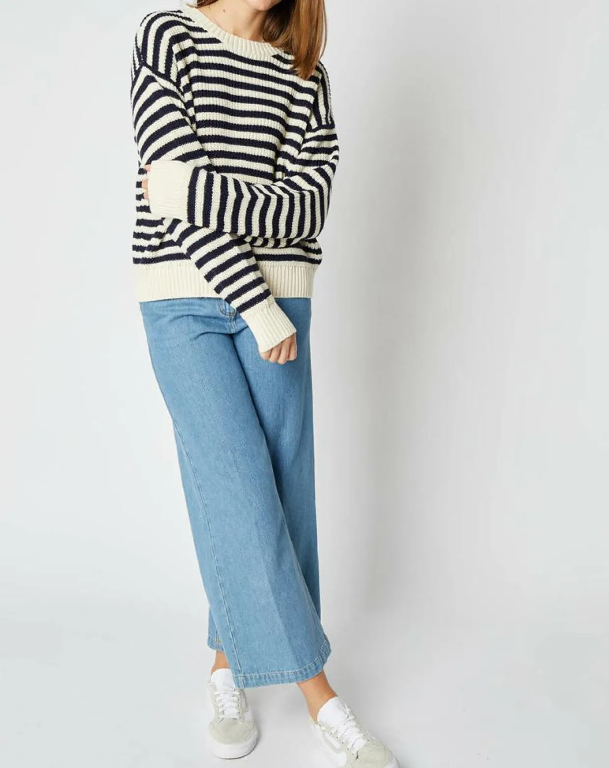 Femme An'ge Pulls^Pull marinière Jeanne en Laine mélangée écru/marine