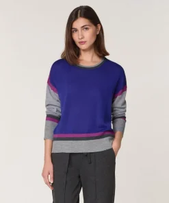 Femme Rodier Pulls^Pull Nattie 100% laine col rond géométrique bleu outremer