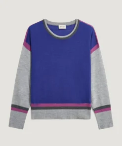 Femme Rodier Pulls^Pull Nattie 100% laine col rond géométrique bleu outremer