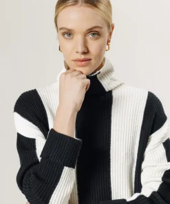 Femme Rodier Pulls^Pull Pervenche en laine bicolore col montant noir
