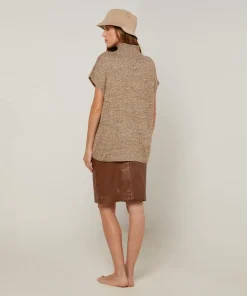 Pull Phoebe col roulé sans manches marron-Rodier Clearance