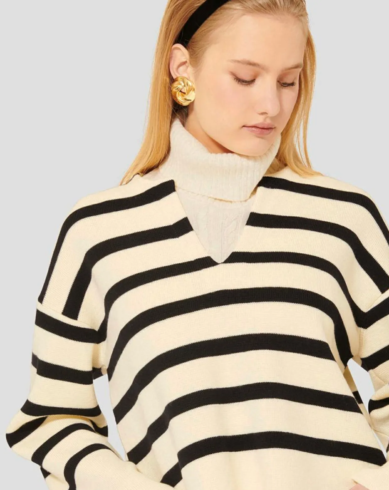Femme Tara Jarmon Pulls^Pull Plongeoir écru/noir