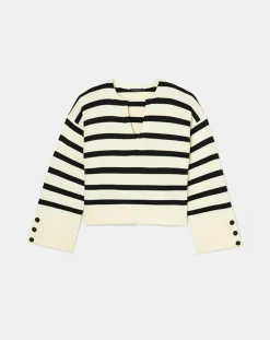 Femme Tara Jarmon Pulls^Pull Plongeoir écru/noir