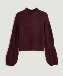 Pull Plume col manches bouffantes rouge bordeaux-Rodier Best