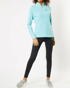 Femme Odlo Pulls^Pull polaire technique col zippé Roy vert/bleu