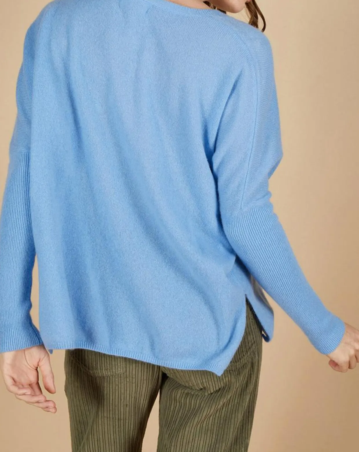 Pull poncho 100% Cachemire Alizée col rond bleu topaze-Cashmere Tribu New