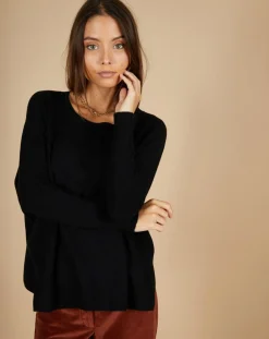 Femme Cashmere Tribu Pulls^Pull poncho 100% Cachemire Alizée col rond noir