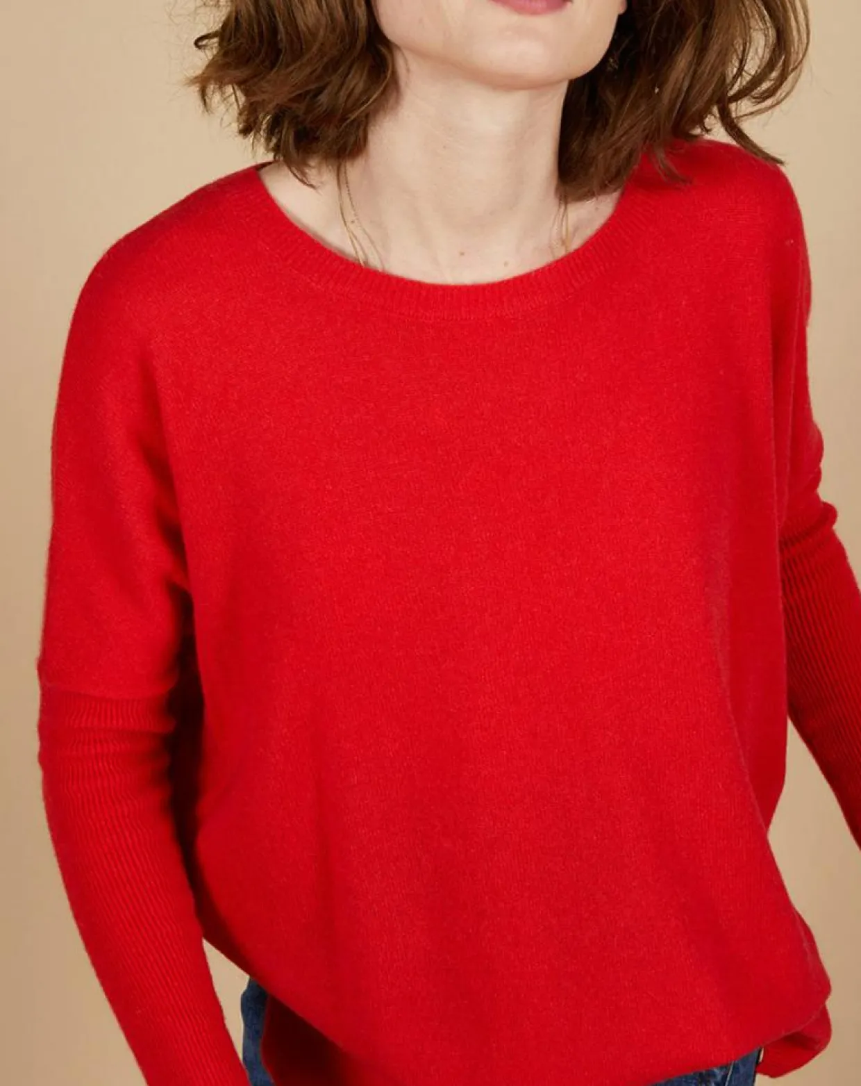 Femme Cashmere Tribu Pulls^Pull poncho 100% Cachemire Alizée col rond rouge carmen