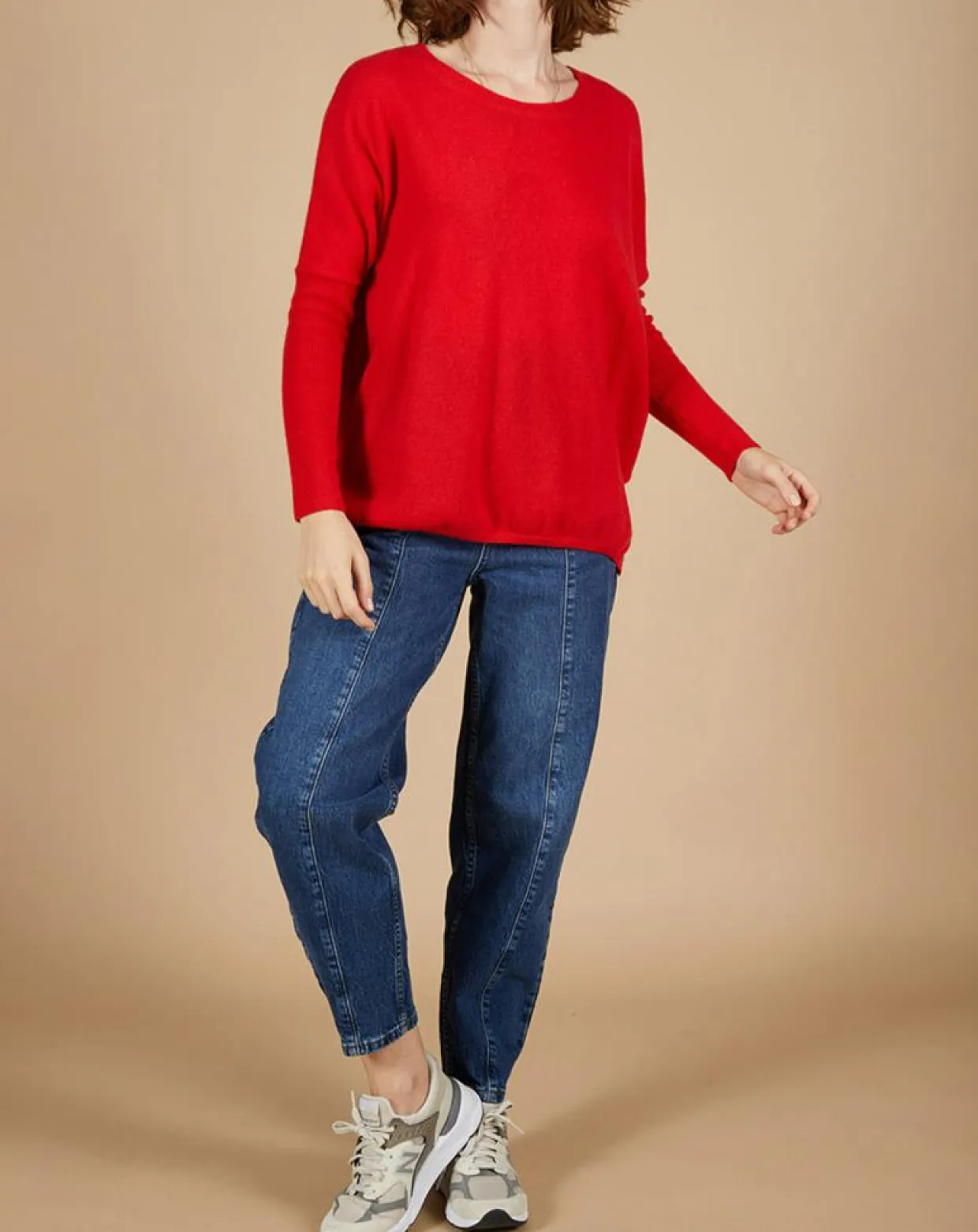 Femme Cashmere Tribu Pulls^Pull poncho 100% Cachemire Alizée col rond rouge carmen
