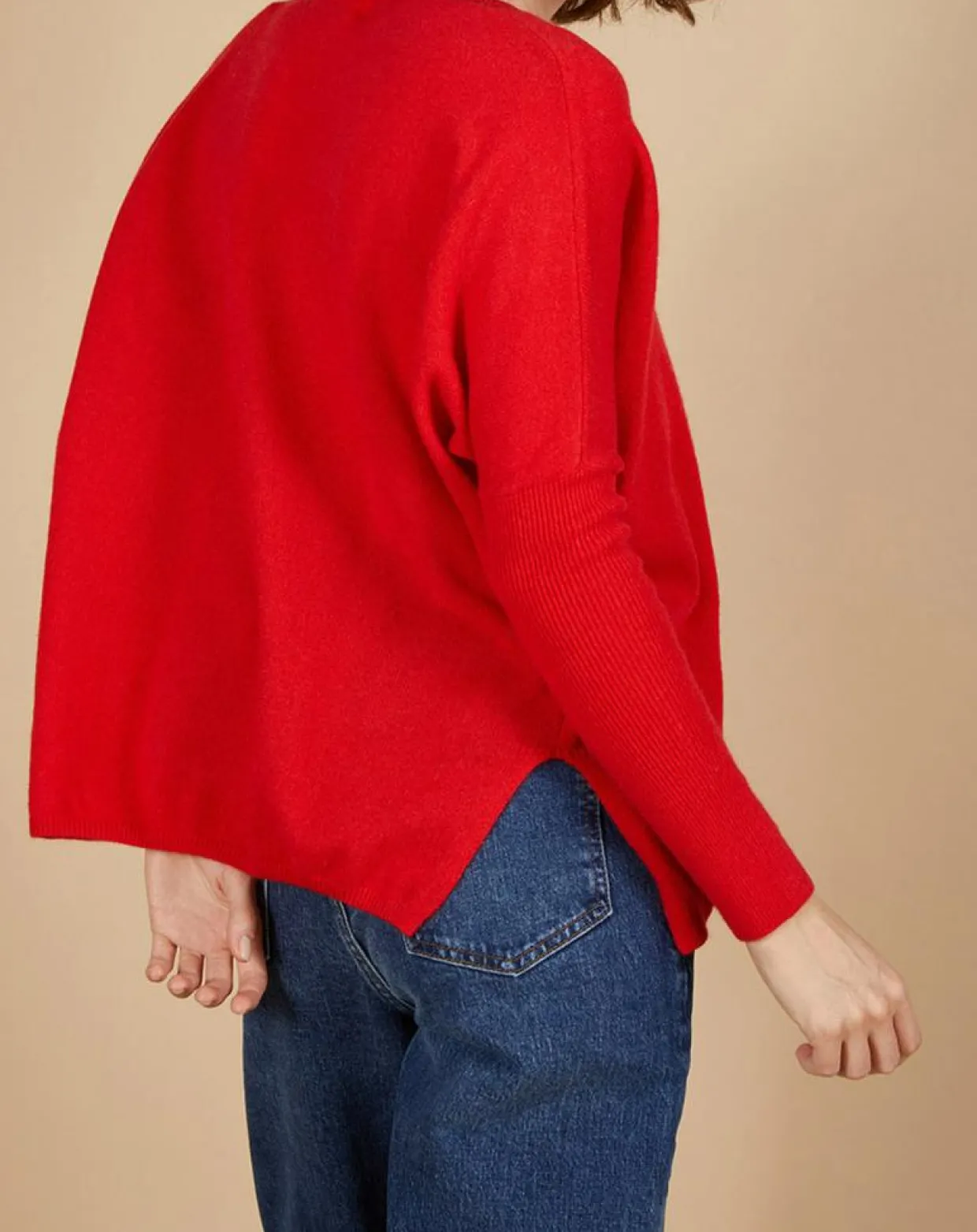 Femme Cashmere Tribu Pulls^Pull poncho 100% Cachemire Alizée col rond rouge carmen
