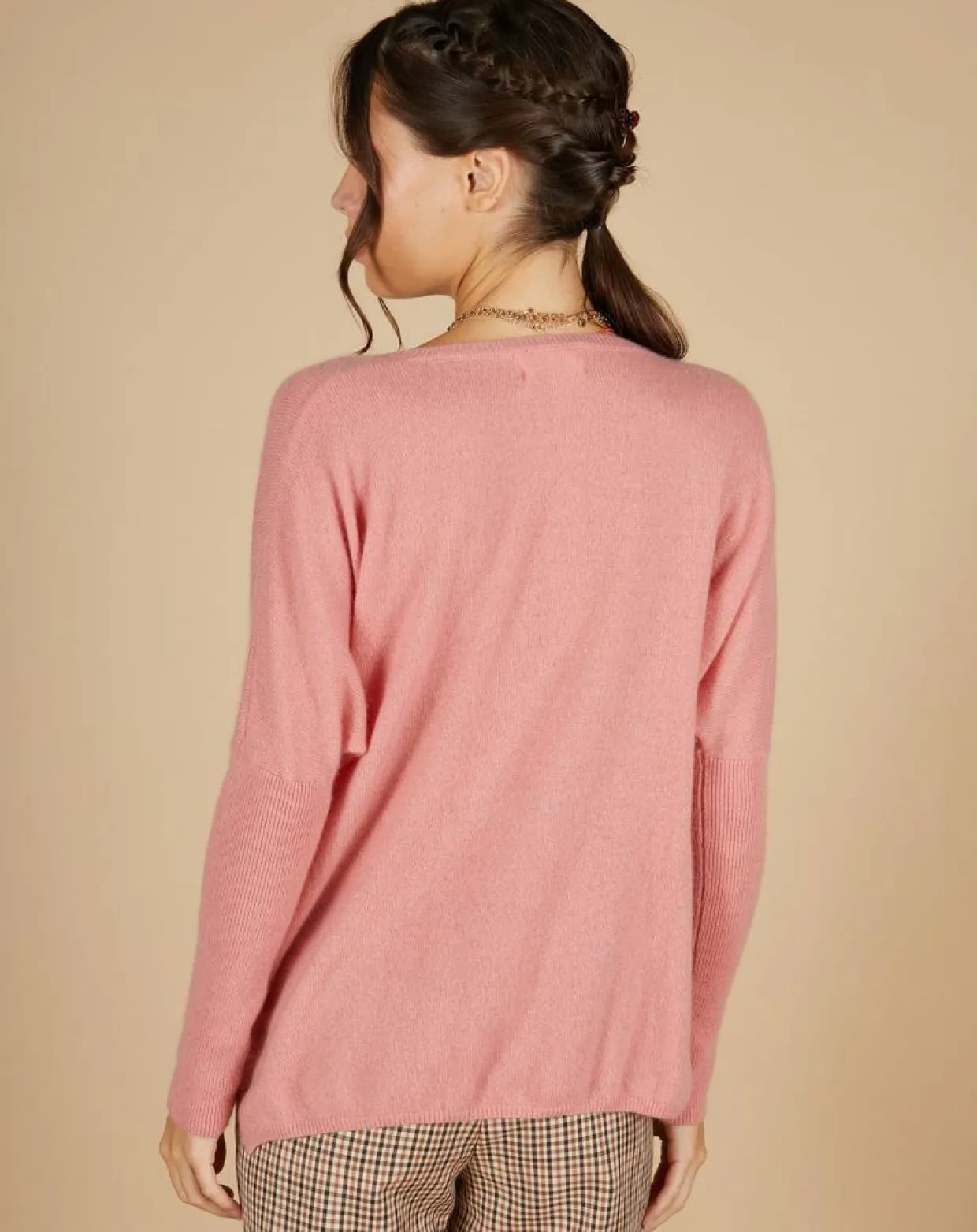 Femme Cashmere Tribu Pulls^Pull poncho 100% Cachemire Alizée col rond bois de rose