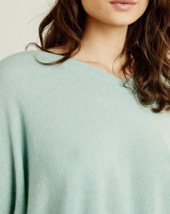 Pull poncho 100% Cachemire Axelle Col V amande-Miss Cashmere Outlet