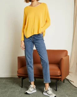 Femme Miss Cashmere Pulls^Pull poncho 100% Cachemire Axelle Col V moutarde