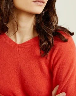 Femme Miss Cashmere Pulls^Pull poncho 100% Cachemire Axelle Col V corail
