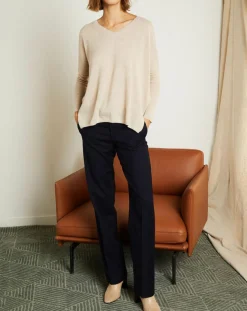 Femme Miss Cashmere Pulls^Pull poncho 100% Cachemire Axelle Col V beige chiné