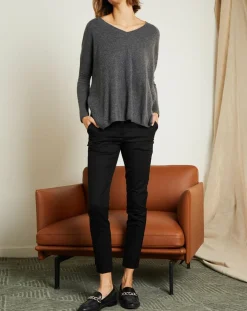 Femme Miss Cashmere Pulls^Pull poncho 100% Cachemire Axelle Col V gris chiné foncé