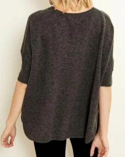 Femme Uverny Pulls^Pull poncho 100% Cachemire col V Sevilla gris chiné foncé