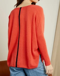 Femme Miss Cashmere Pulls^Pull poncho 100% Cachemire col V Chloé à bande cocktail/bleu marine