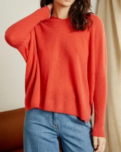 Femme Miss Cashmere Pulls^Pull poncho 100% Cachemire col V Chloé à bande cocktail/bleu marine