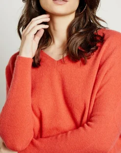 Femme Miss Cashmere Pulls^Pull poncho 100% Cachemire col V Chloé à bande cocktail/bleu marine