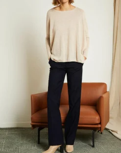 Femme Miss Cashmere Pulls^Pull poncho 100% Cachemire Elisabeth Col rond beige chiné