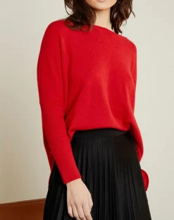 Pull poncho 100% Cachemire Elisabeth Col rond sangria-Miss Cashmere Best